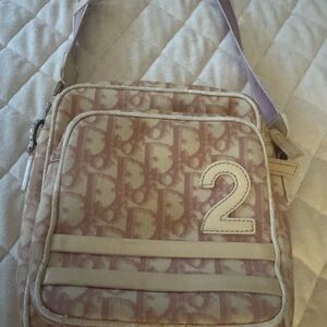 Dior Pink and cream vintage Trotter Bag